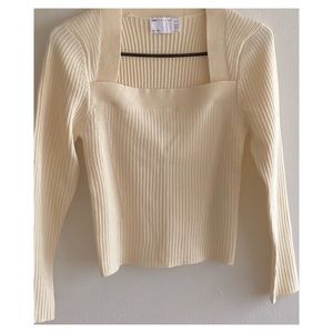 ASOS Cream Square Neck Crop Sweater Top